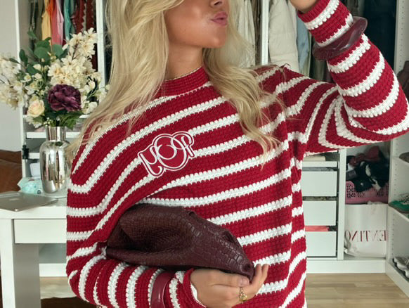 STRIPED KNIT - CHERRY RED